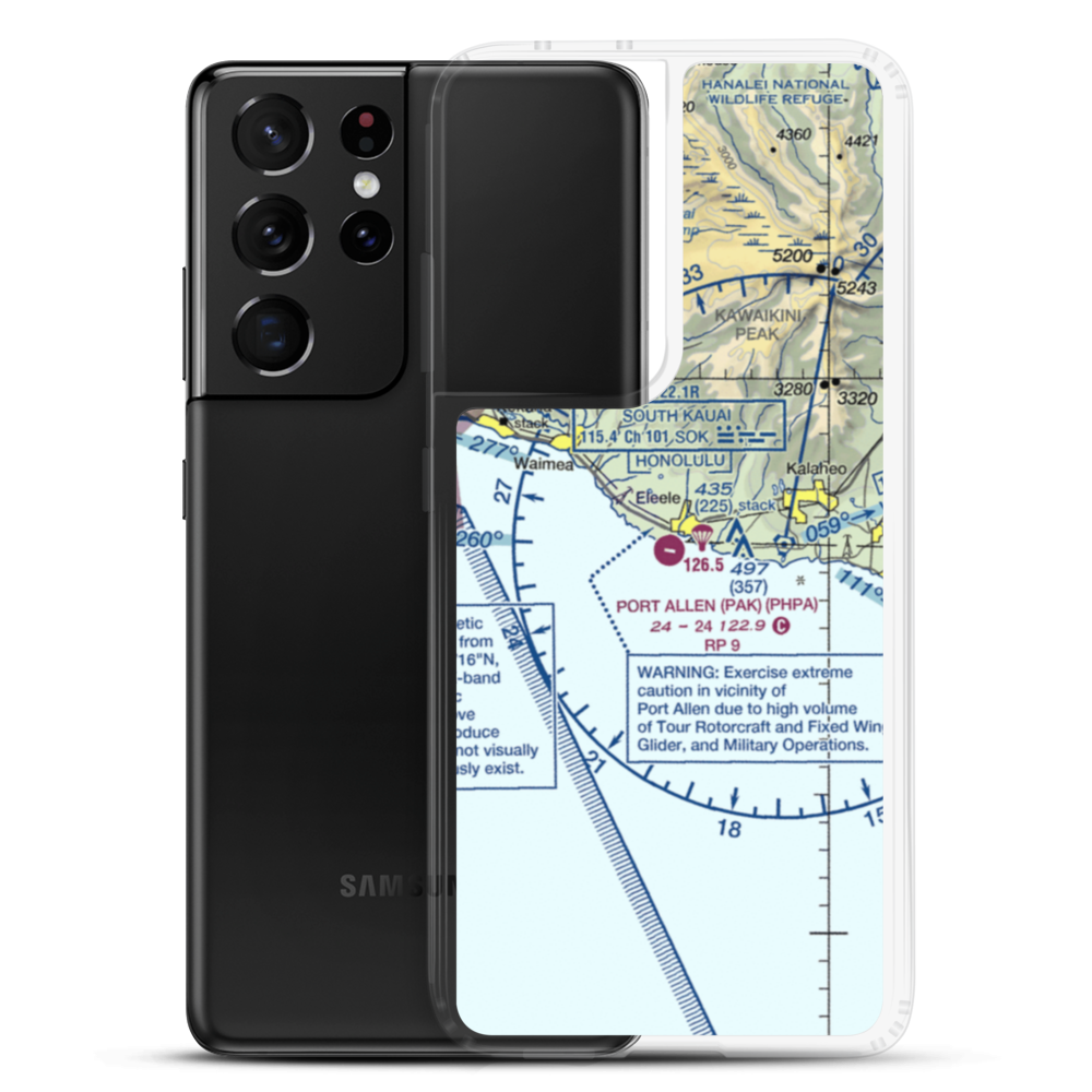 Port Allen Airport (PAK) VFR Sectional Samsung Case Samsung Galaxy S21 Ultra model shown
