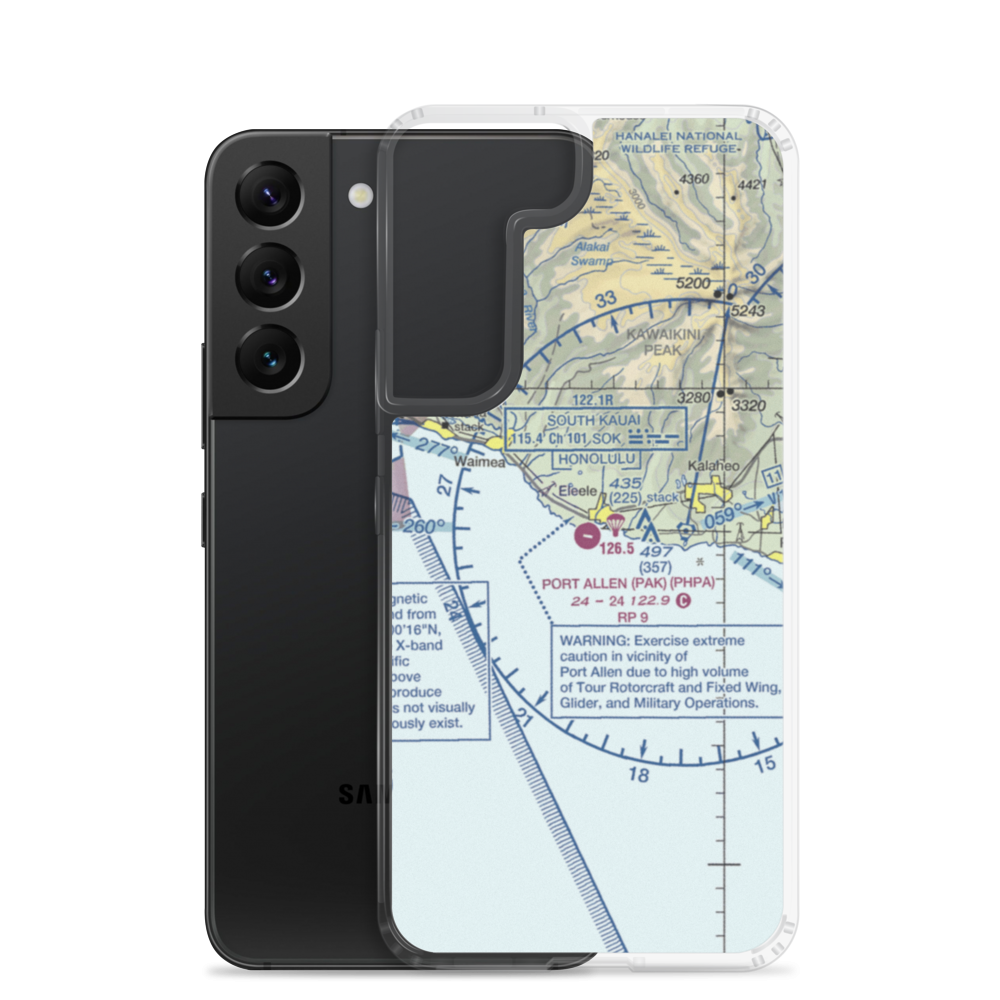 Port Allen Airport (PAK) VFR Sectional Samsung Case Samsung Galaxy S22 model shown