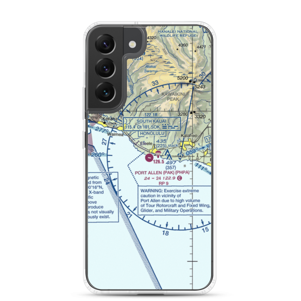 Port Allen Airport (PAK) VFR Sectional Samsung Case Samsung Galaxy S22 Plus model shown