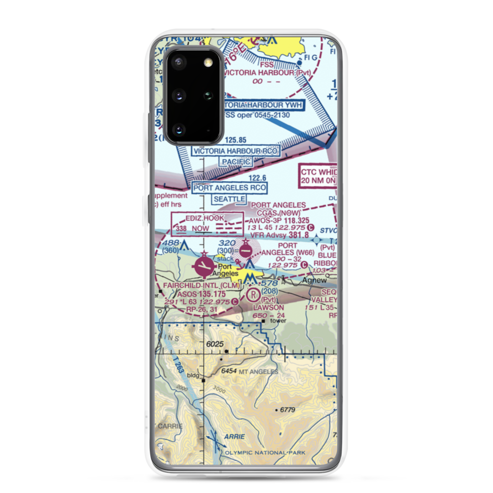 Port Angeles Cgas Airport (NOW) VFR Sectional Samsung Case Samsung Galaxy S20 Plus model shown