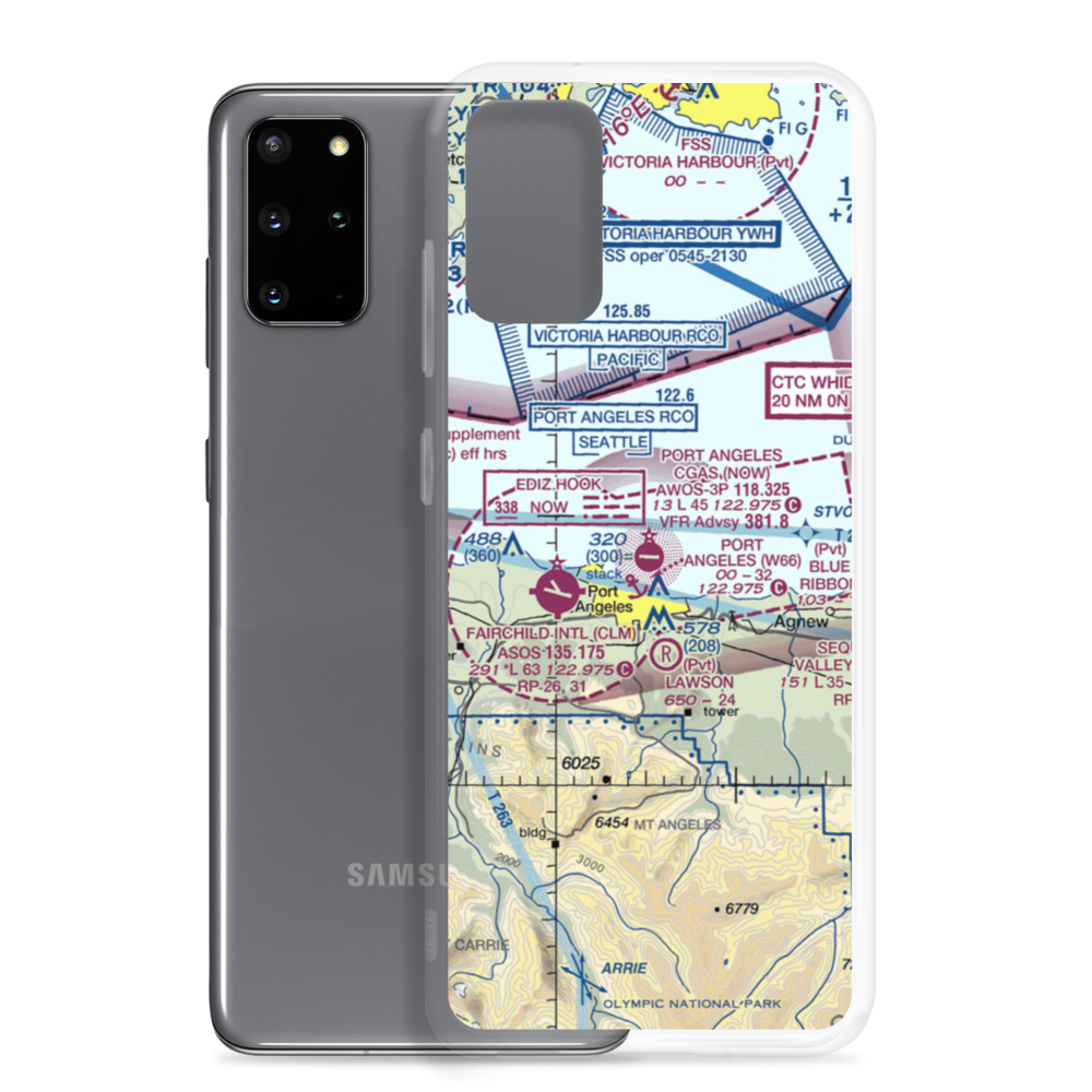 Port Angeles Cgas Airport (NOW) VFR Sectional Samsung Case Samsung Galaxy S20 Plus model shown