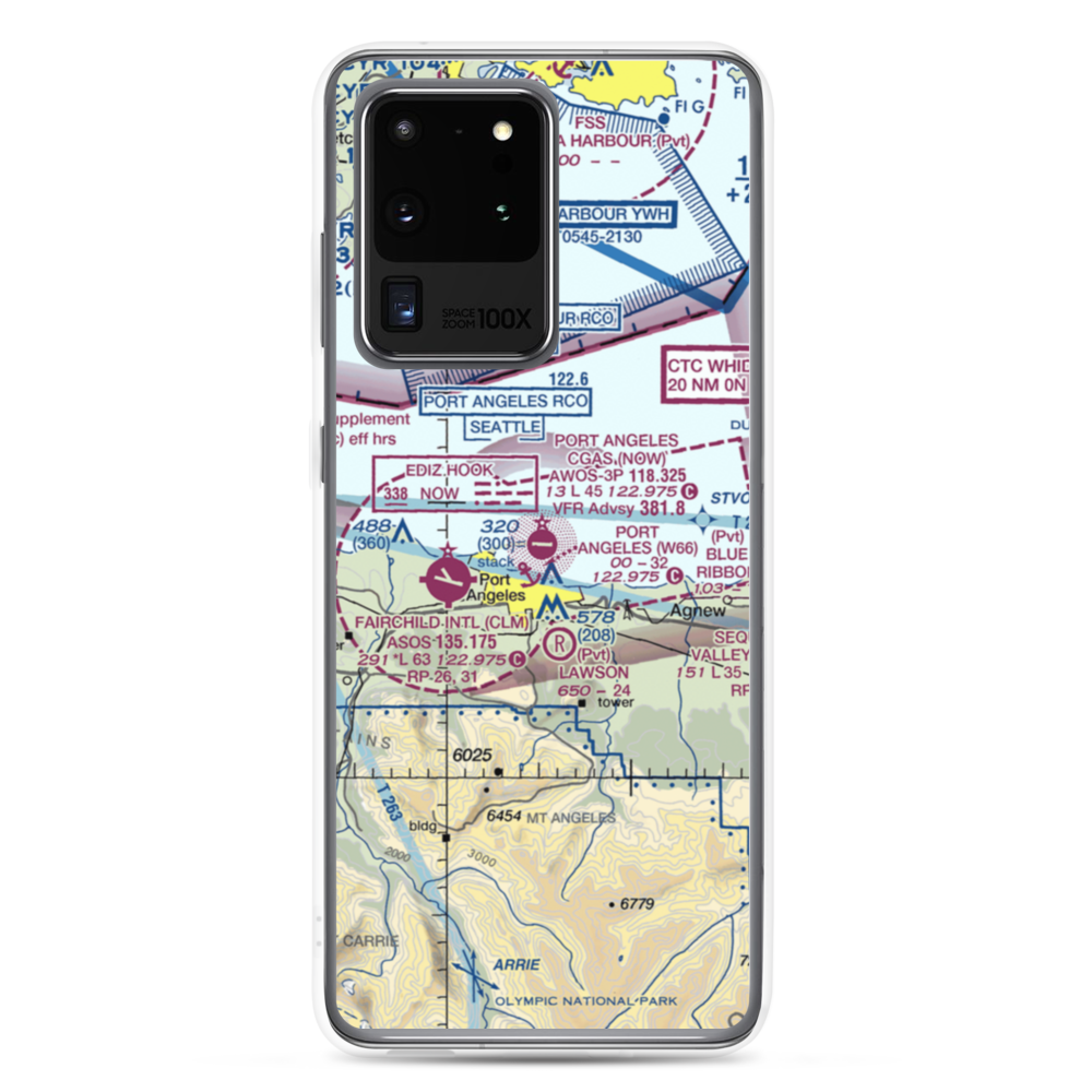 Port Angeles Cgas Airport (NOW) VFR Sectional Samsung Case Samsung Galaxy S20 Ultra model shown