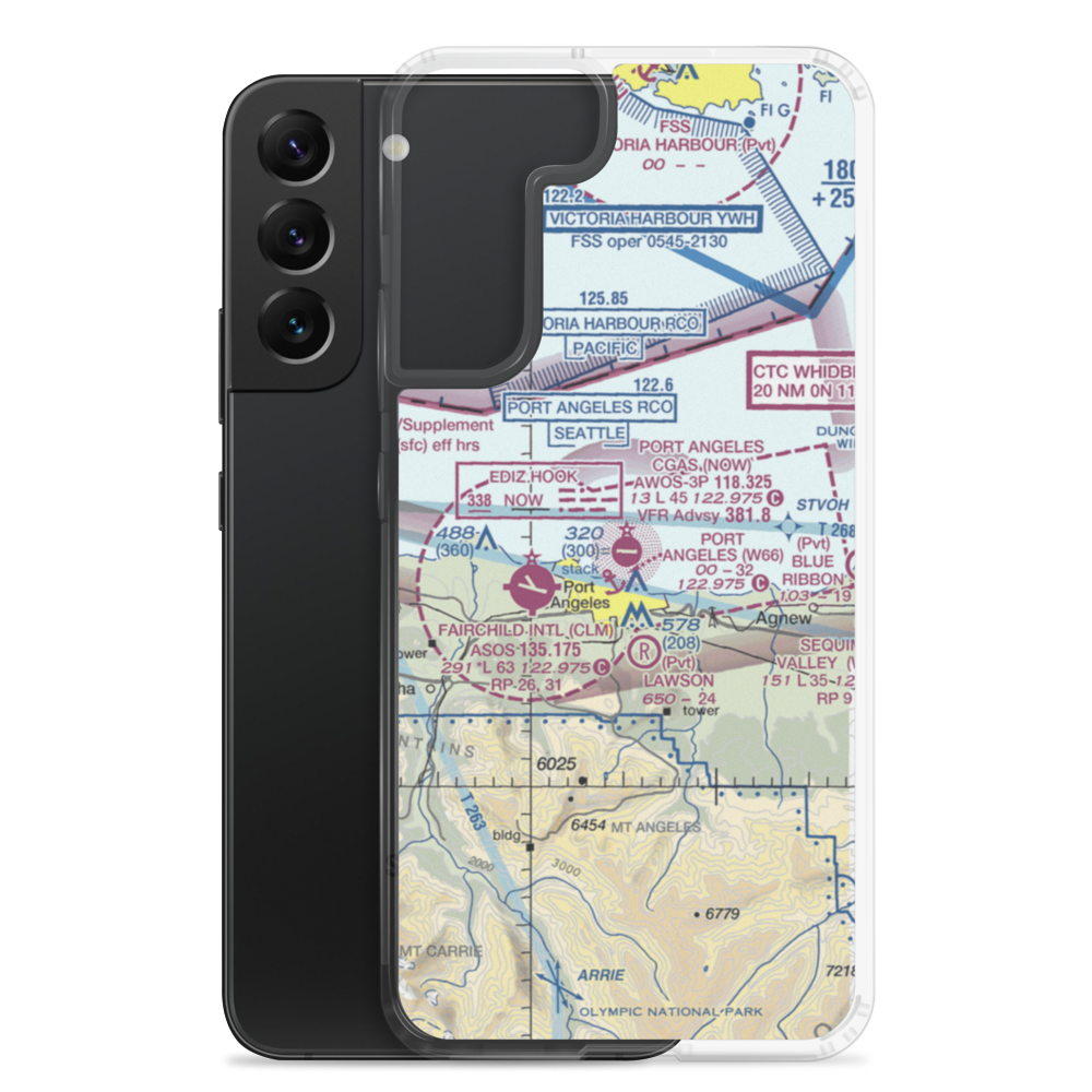 Port Angeles Cgas Airport (NOW) VFR Sectional Samsung Case Samsung Galaxy S22 Plus model shown