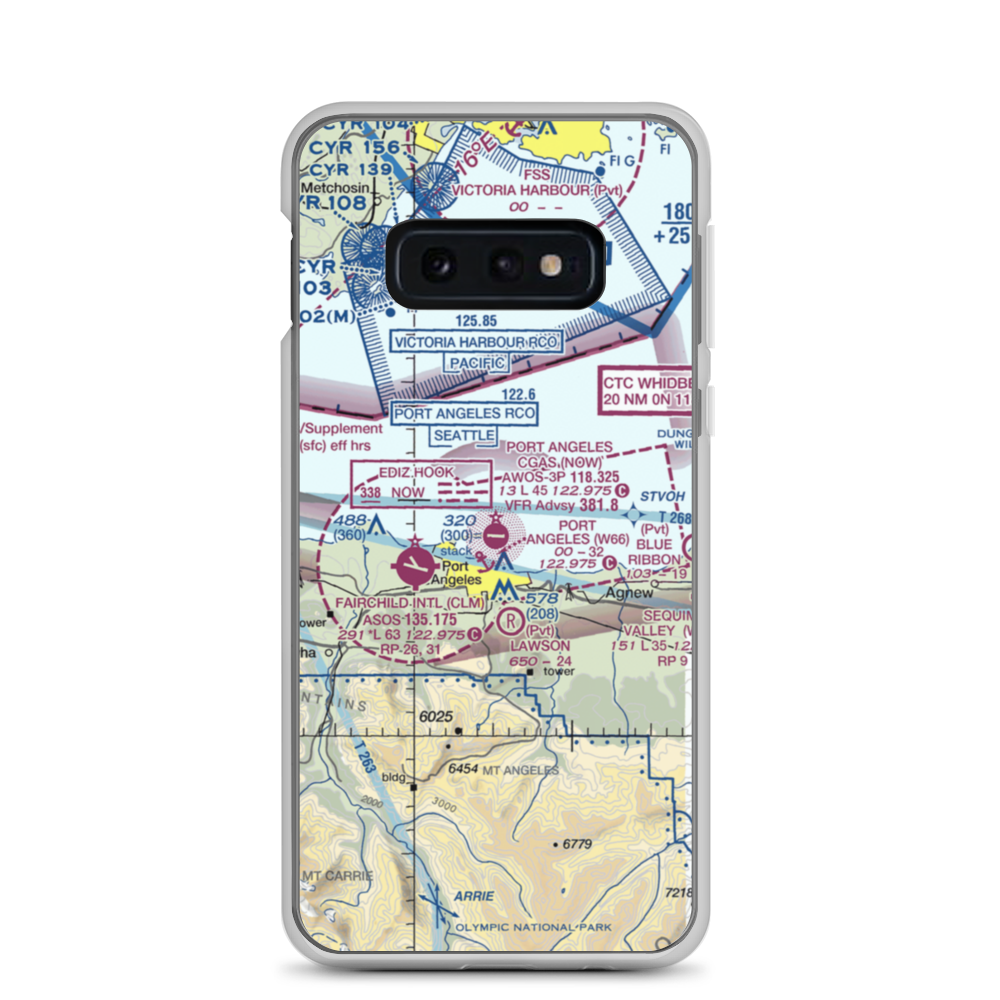 Port Angeles Cgas Airport (NOW) VFR Sectional Samsung Case Samsung Galaxy S10e model shown
