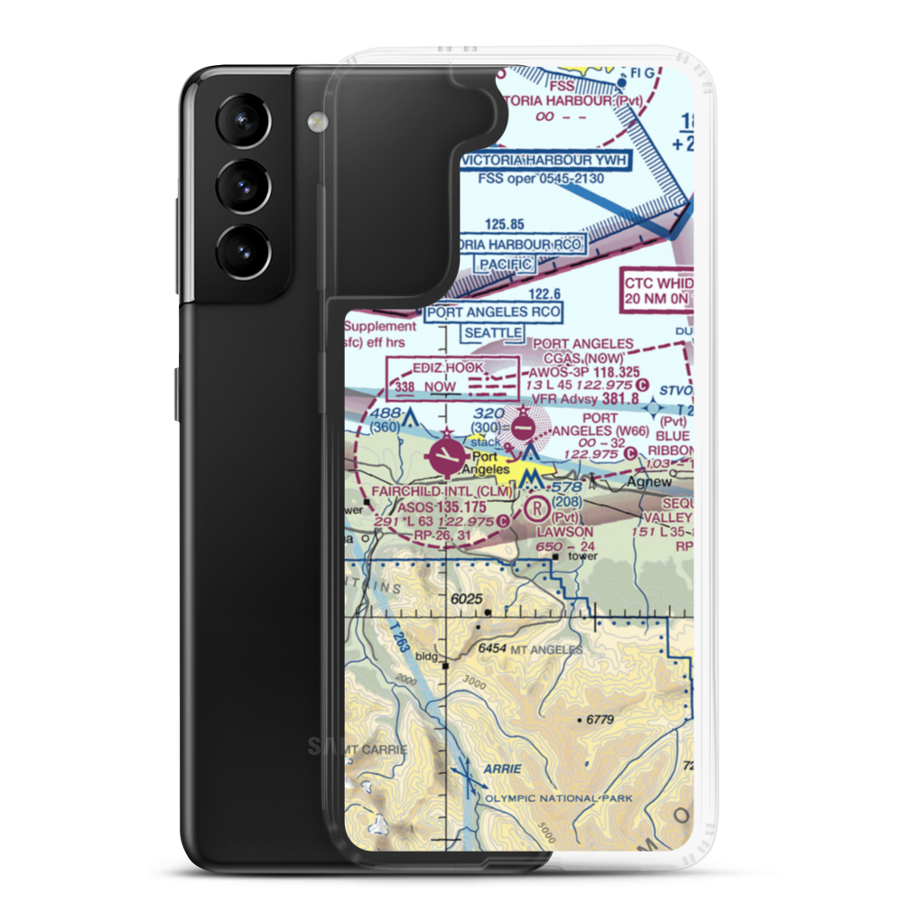 Port Angeles Seaplane Base (W66) VFR Sectional Samsung Case Samsung Galaxy S21 Plus model shown