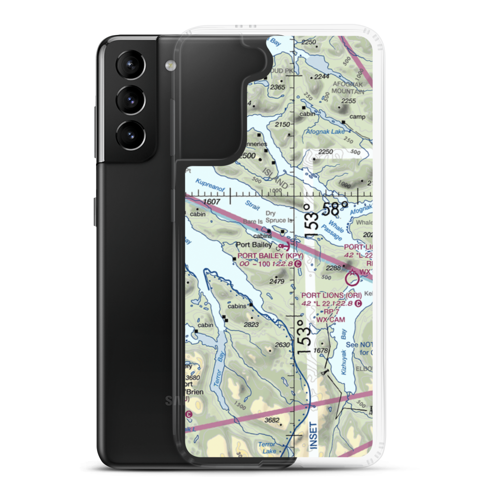 Port Bailey Seaplane Base (KPY) VFR Sectional Samsung Case Samsung Galaxy S21 Plus model shown