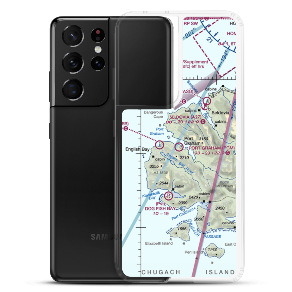 Port Graham Airport (PGM) VFR Sectional Samsung Case Samsung Galaxy S21 Ultra model shown