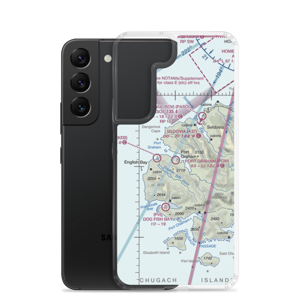 Port Graham Airport (PGM) VFR Sectional Samsung Case Samsung Galaxy S22 model shown
