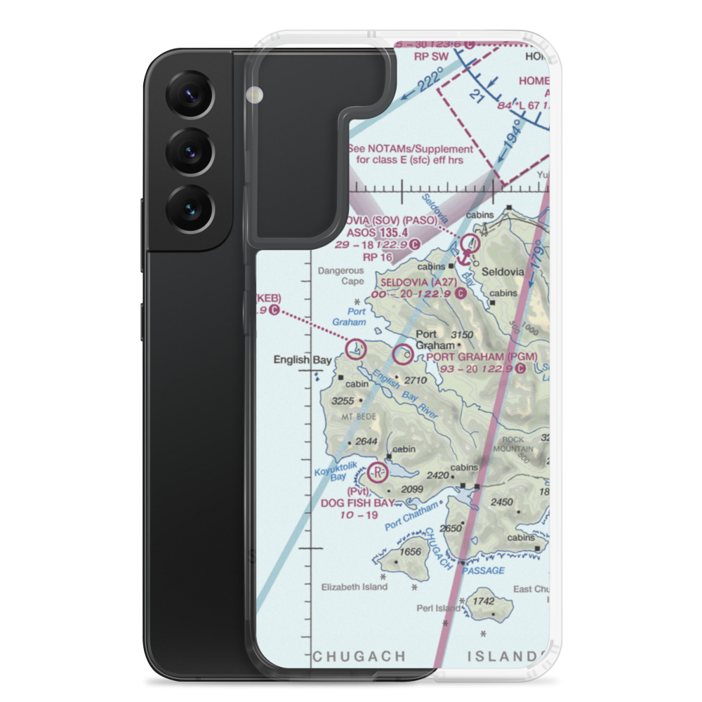 Port Graham Airport (PGM) VFR Sectional Samsung Case Samsung Galaxy S22 Plus model shown