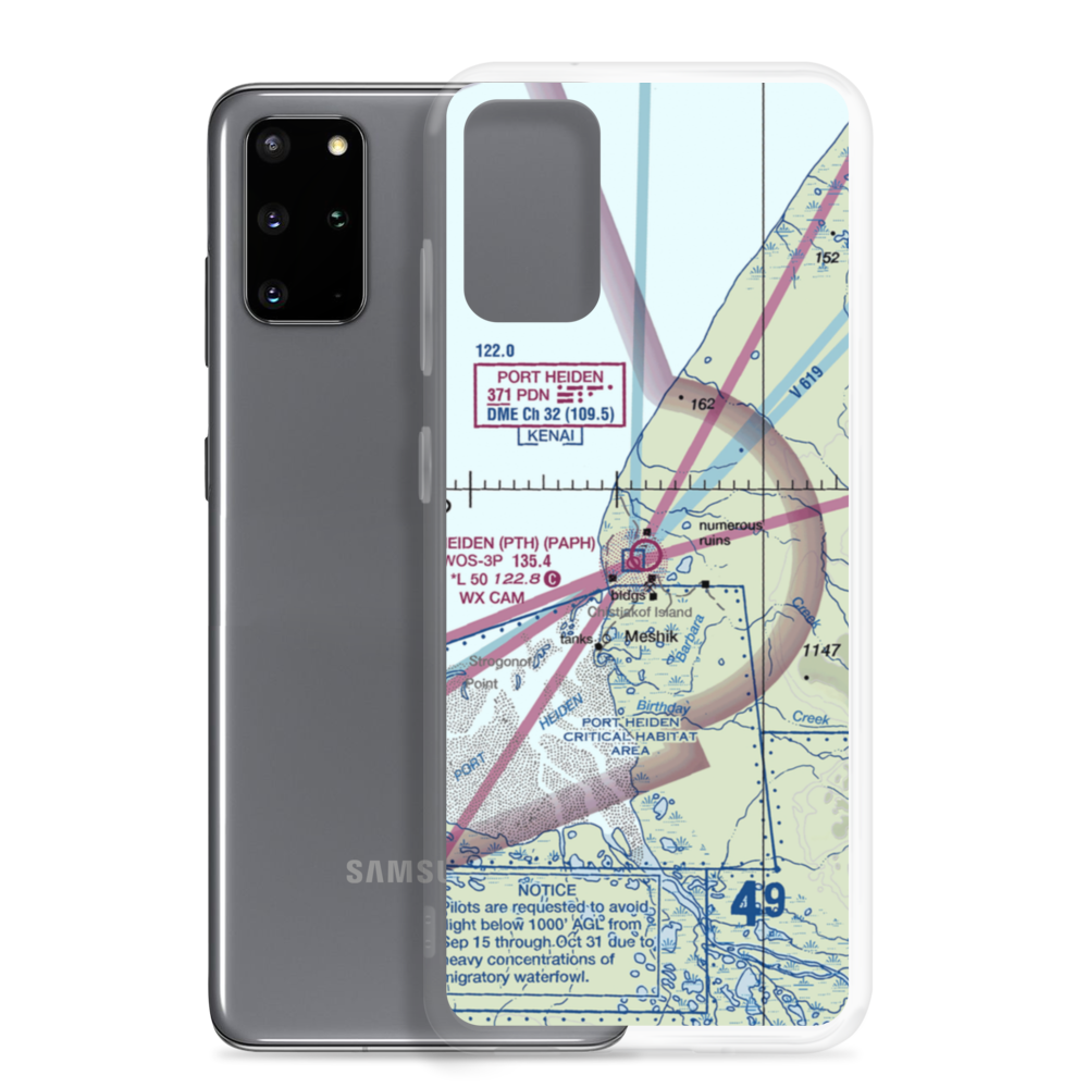 Port Heiden Airport (PTH) VFR Sectional Samsung Case Samsung Galaxy S20 Plus model shown