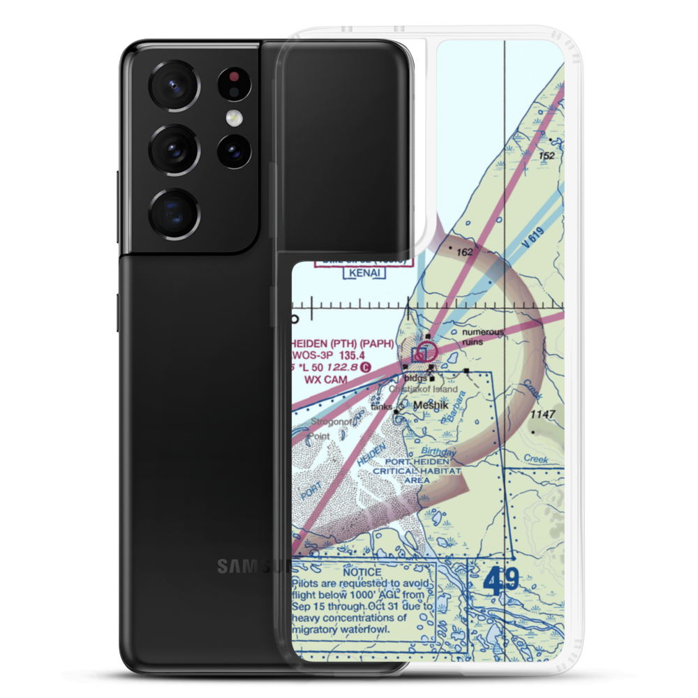 Port Heiden Airport (PTH) VFR Sectional Samsung Case Samsung Galaxy S21 Ultra model shown