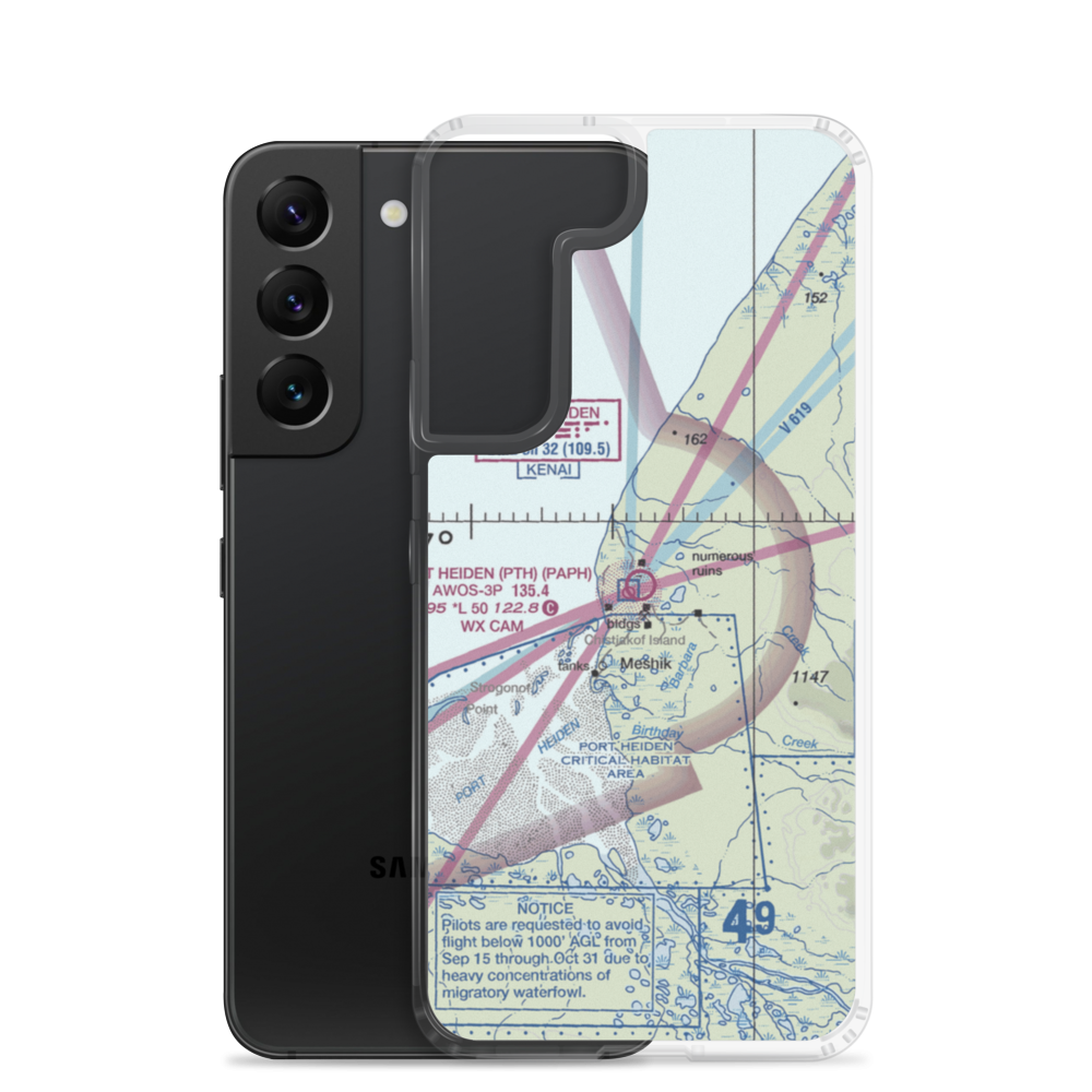 Port Heiden Airport (PTH) VFR Sectional Samsung Case Samsung Galaxy S22 model shown