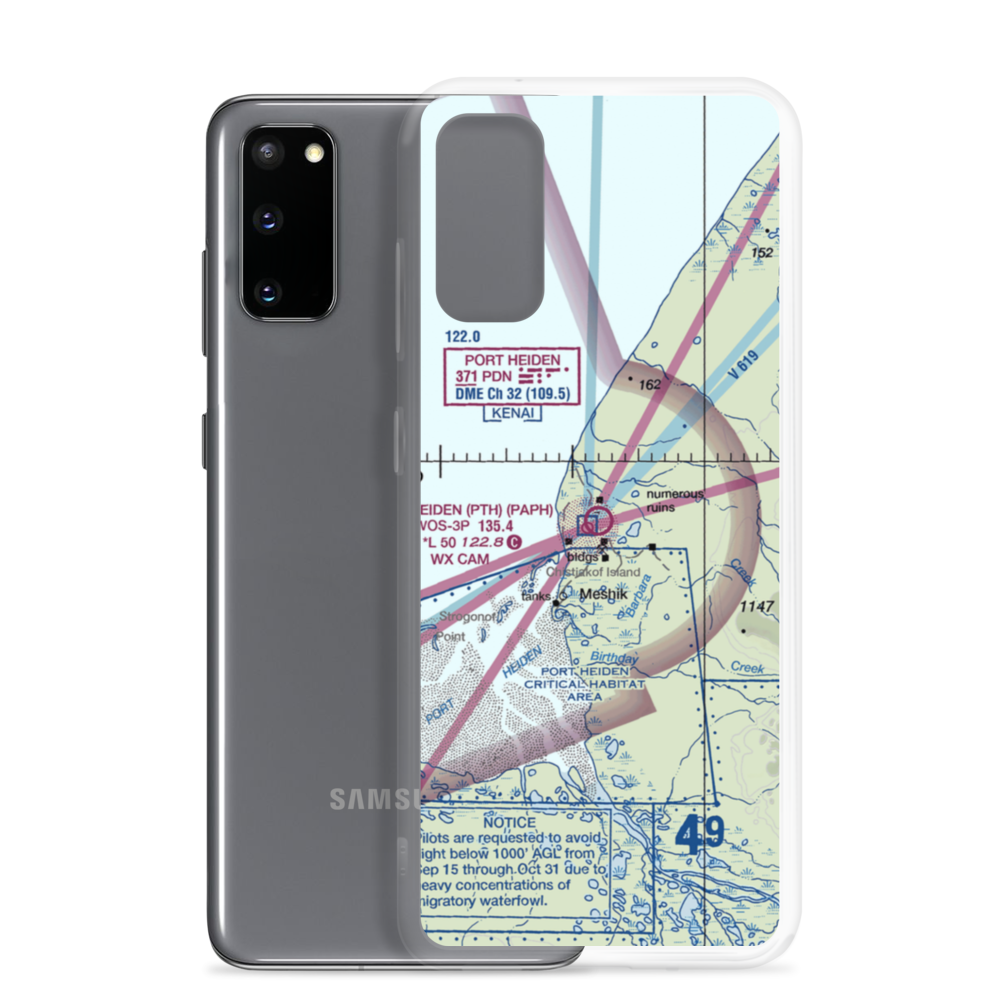 Port Heiden Airport (PTH) VFR Sectional Samsung Case Samsung Galaxy S20 model shown