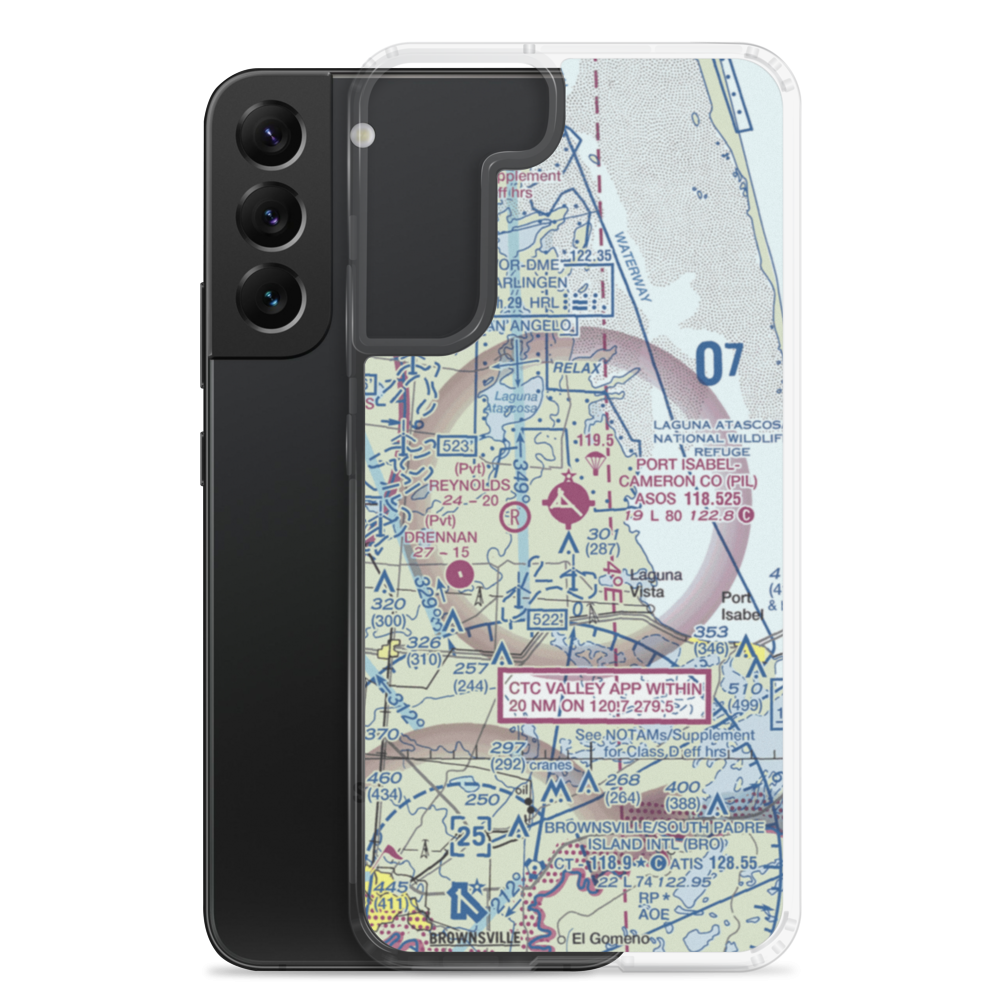 Port Isabel Cameron County Airport (PIL) VFR Sectional Samsung Case Samsung Galaxy S22 Plus model shown