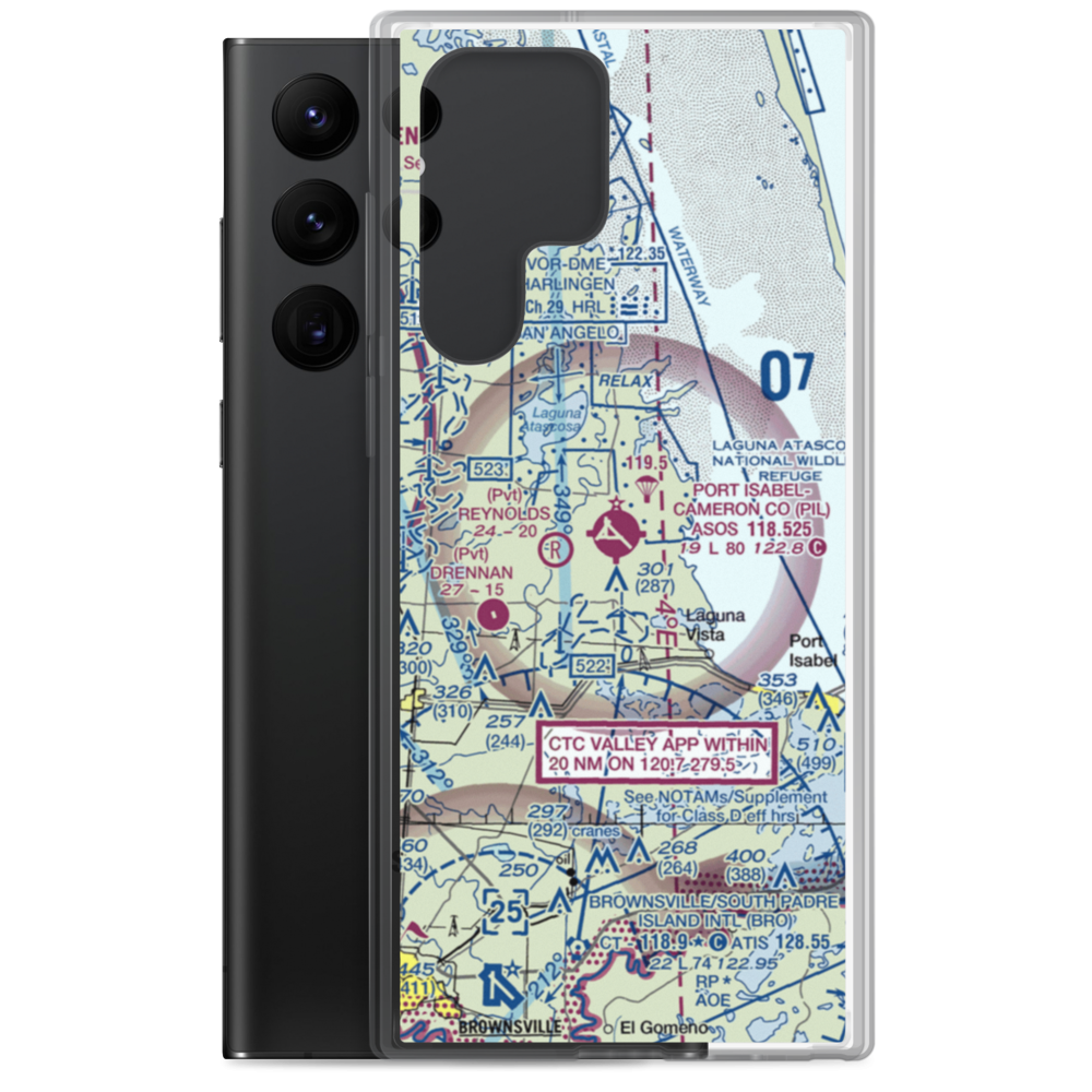 Port Isabel Cameron County Airport (PIL) VFR Sectional Samsung Case Samsung Galaxy S22 Ultra model shown