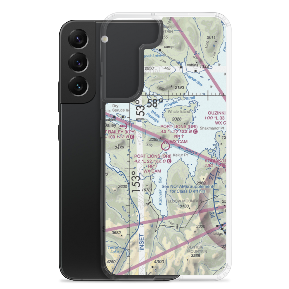 Port Lions Airport (ORI) VFR Sectional Samsung Case Samsung Galaxy S22 Plus model shown
