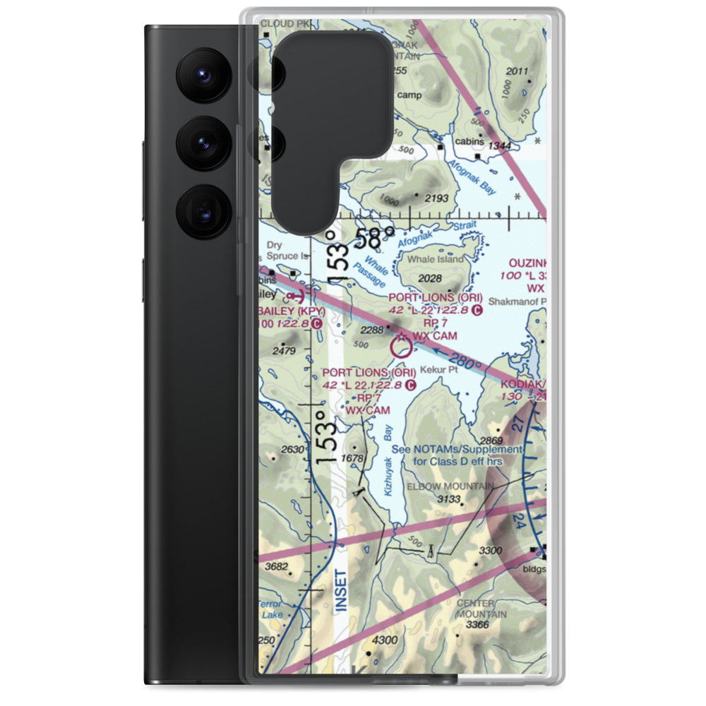 Port Lions Airport (ORI) VFR Sectional Samsung Case Samsung Galaxy S22 Ultra model shown