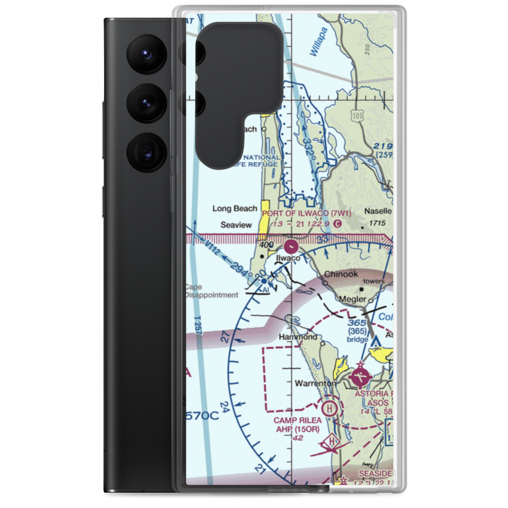 Port of Ilwaco Airport (7W1) VFR Sectional Samsung Case Samsung Galaxy S22 Ultra model shown