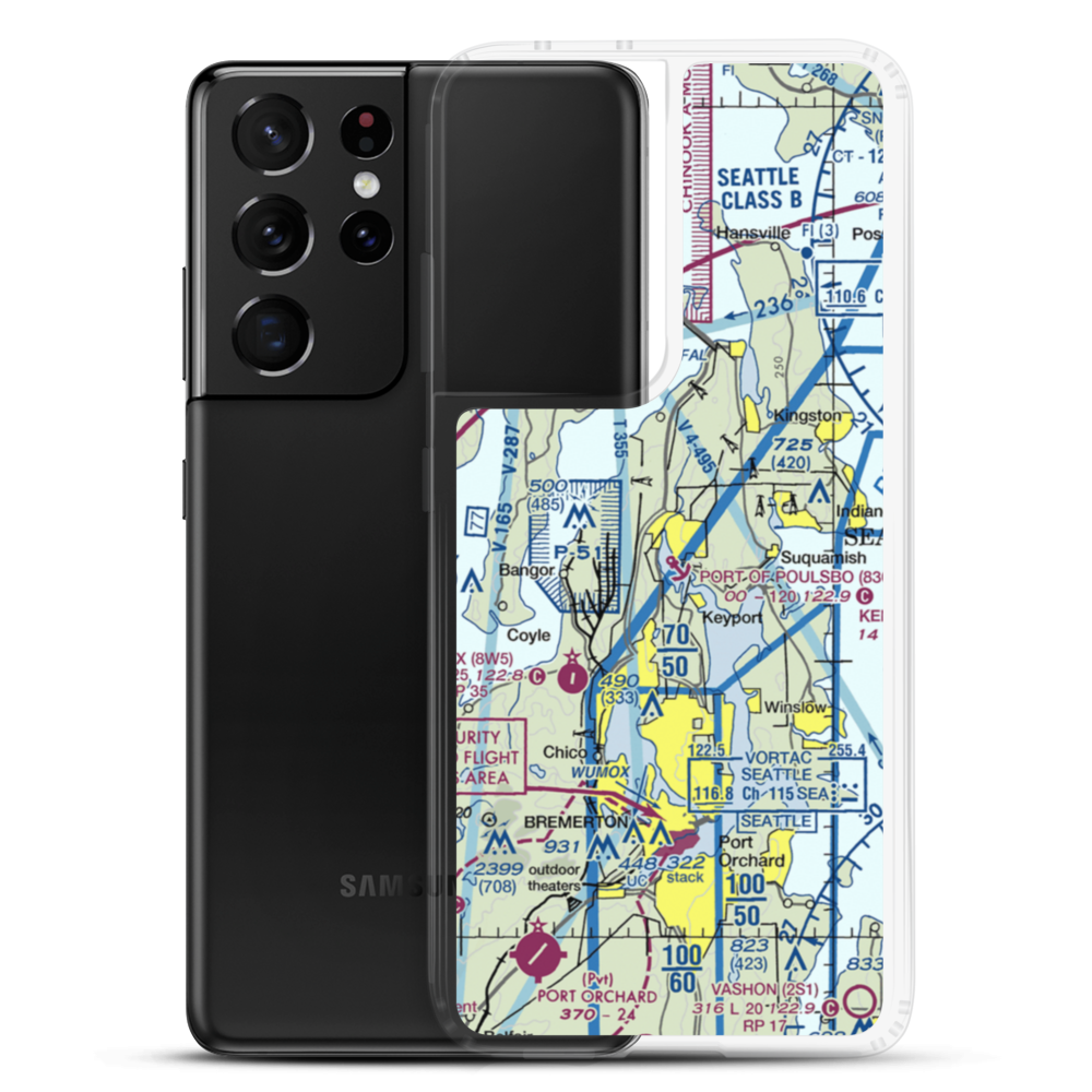 Port of Poulsbo Marina Moorage Seaplane Base (83Q) VFR Sectional Samsung Case Samsung Galaxy S21 Ultra model shown