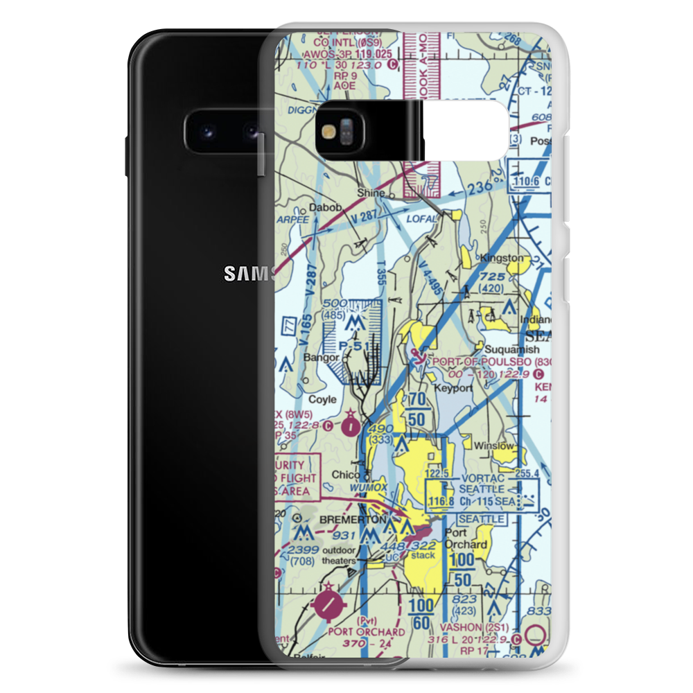 Port of Poulsbo Marina Moorage Seaplane Base (83Q) VFR Sectional Samsung Case Samsung Galaxy S10+ model shown