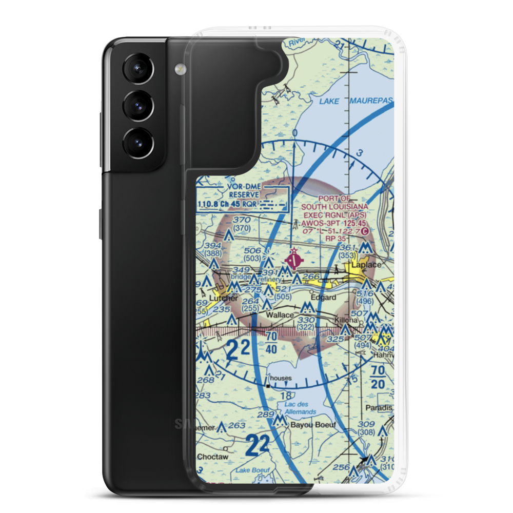 Port of South Louisiana Executive Regional Airport (APS) VFR Sectional Samsung Case Samsung Galaxy S21 Plus model shown