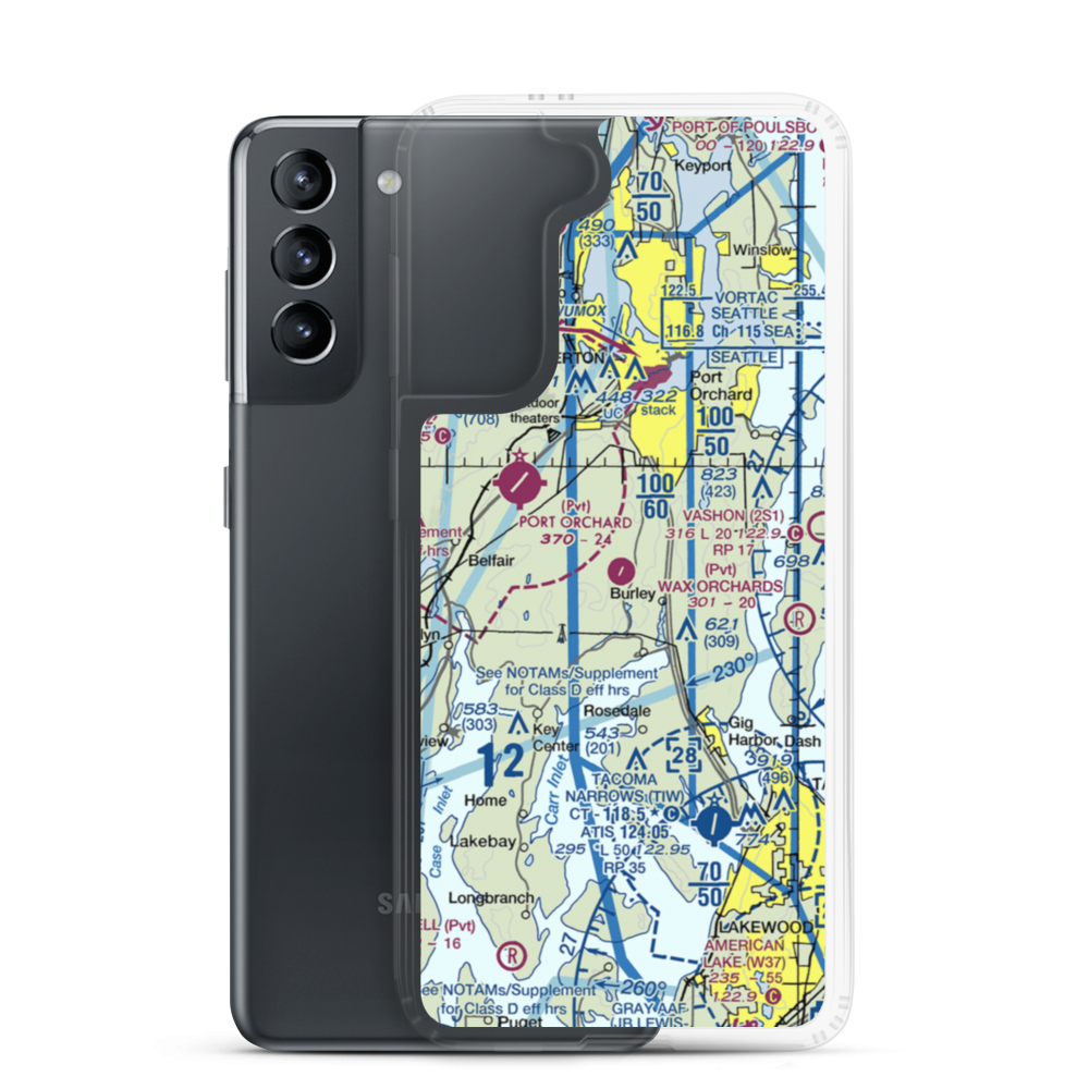 Port Orchard Airport (4WA9) VFR Sectional Samsung Case Samsung Galaxy S21 model shown