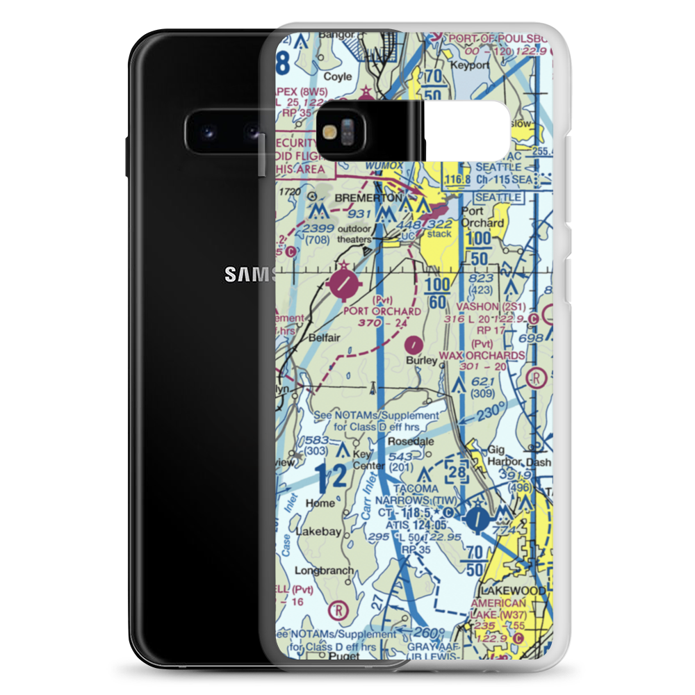 Port Orchard Airport (4WA9) VFR Sectional Samsung Case Samsung Galaxy S10+ model shown