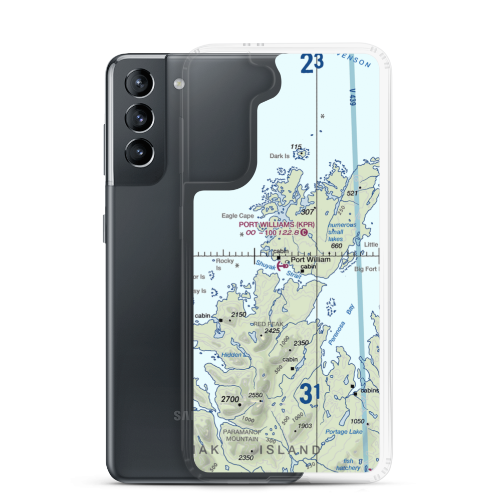 Port Williams Seaplane Base (KPR) VFR Sectional Samsung Case Samsung Galaxy S21 model shown