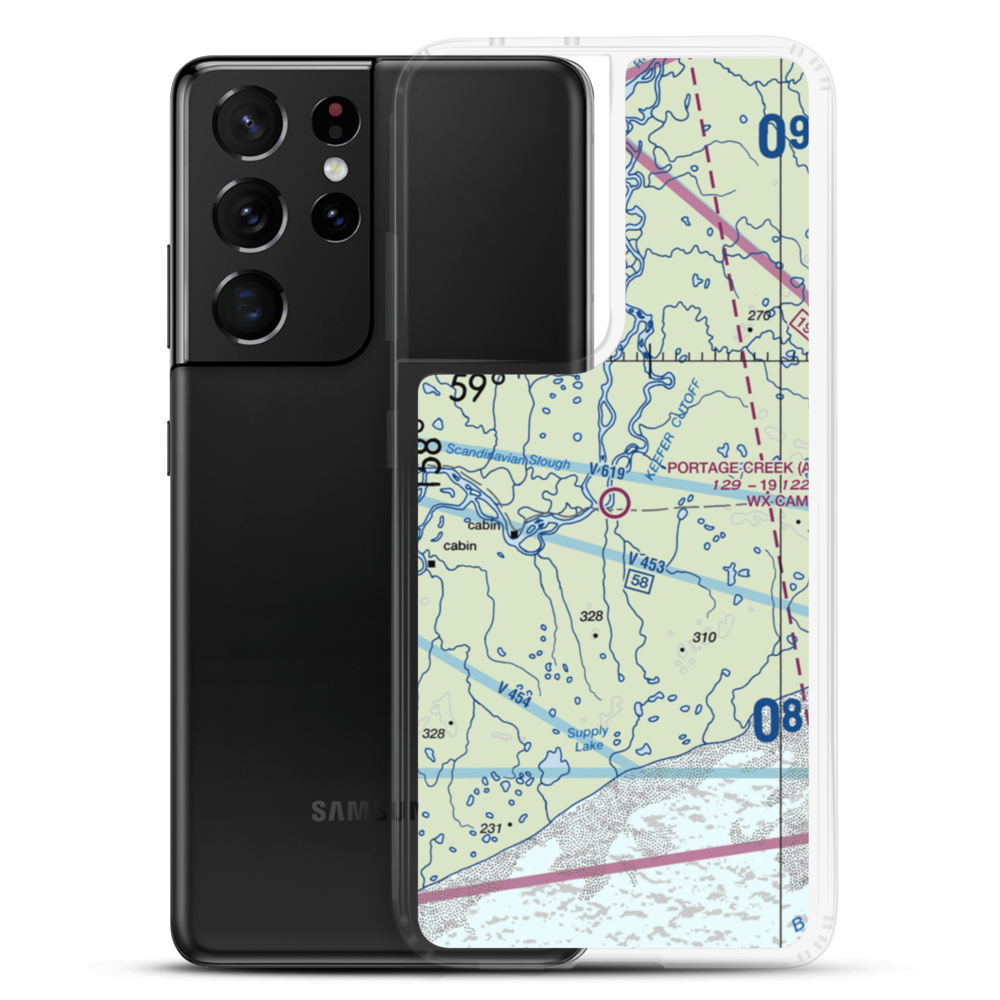 Portage Creek Airport (A14) VFR Sectional Samsung Case Samsung Galaxy S21 Ultra model shown