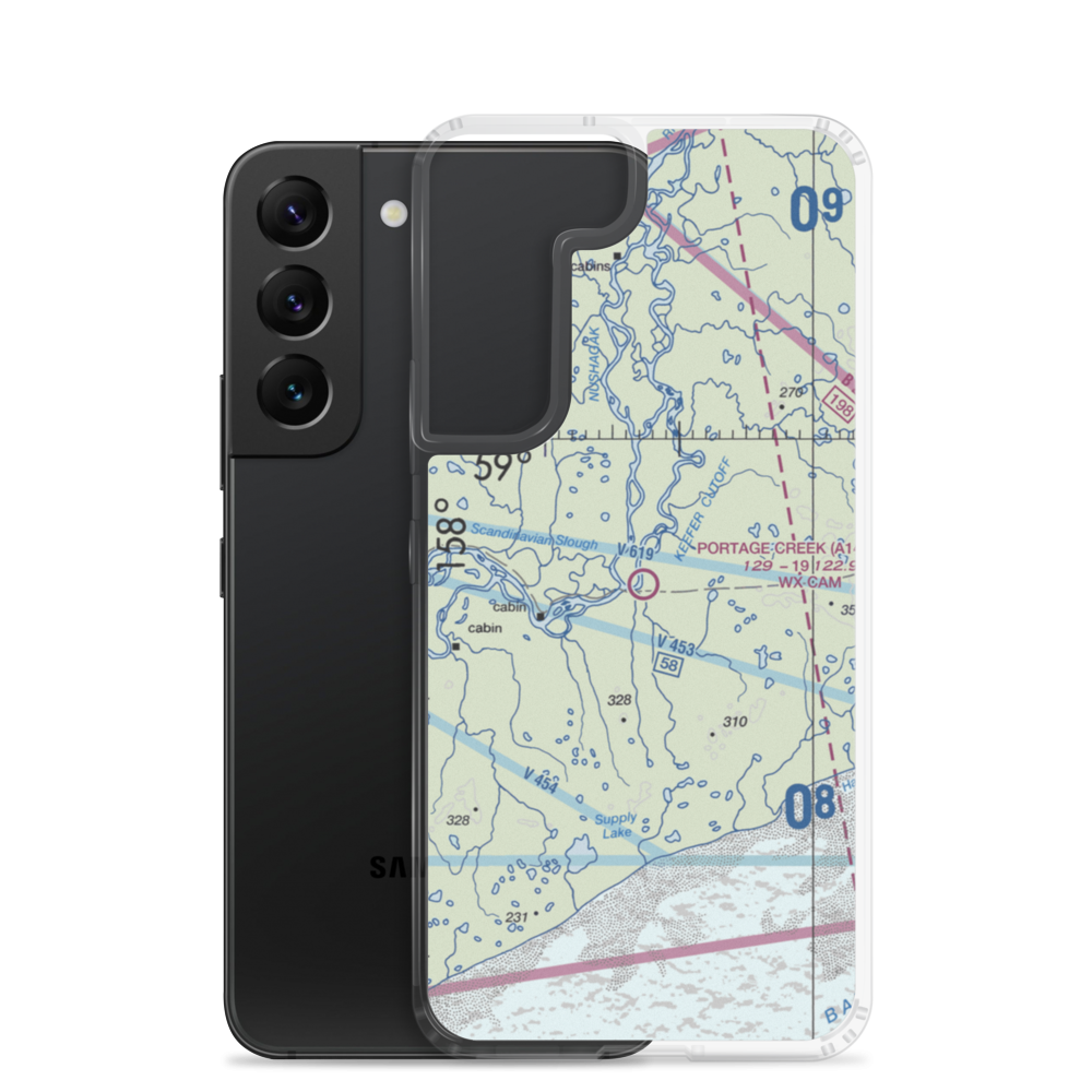 Portage Creek Airport (A14) VFR Sectional Samsung Case Samsung Galaxy S22 model shown