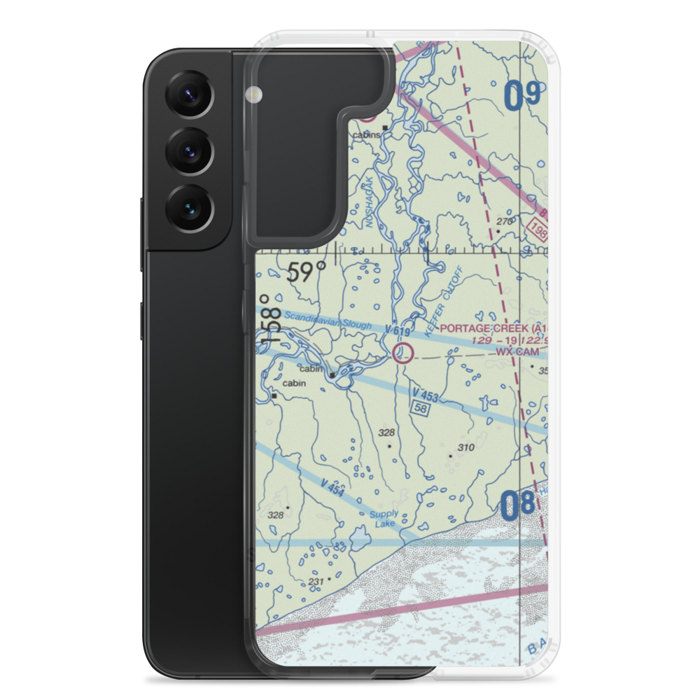 Portage Creek Airport (A14) VFR Sectional Samsung Case Samsung Galaxy S22 Plus model shown