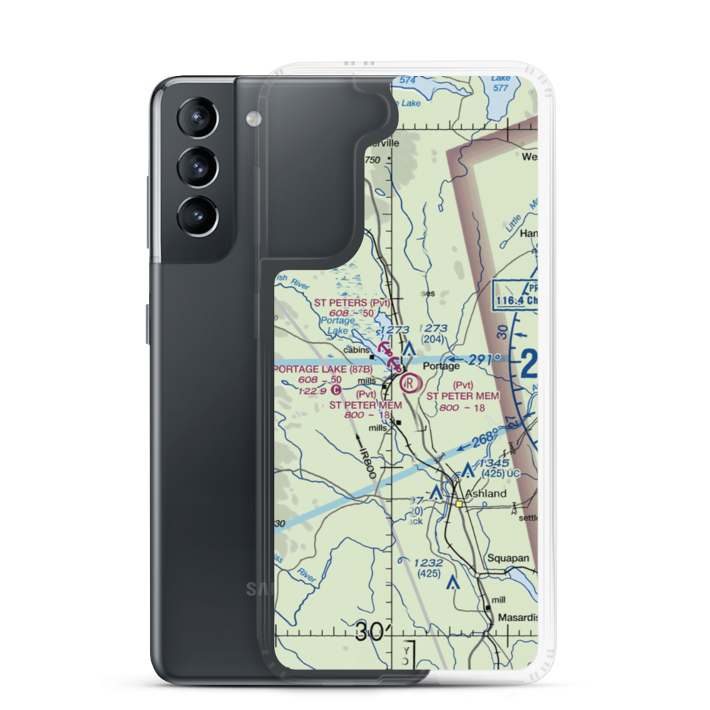 Portage Lake Municipal Seaplane Base (87B) VFR Sectional Samsung Case Samsung Galaxy S21 model shown
