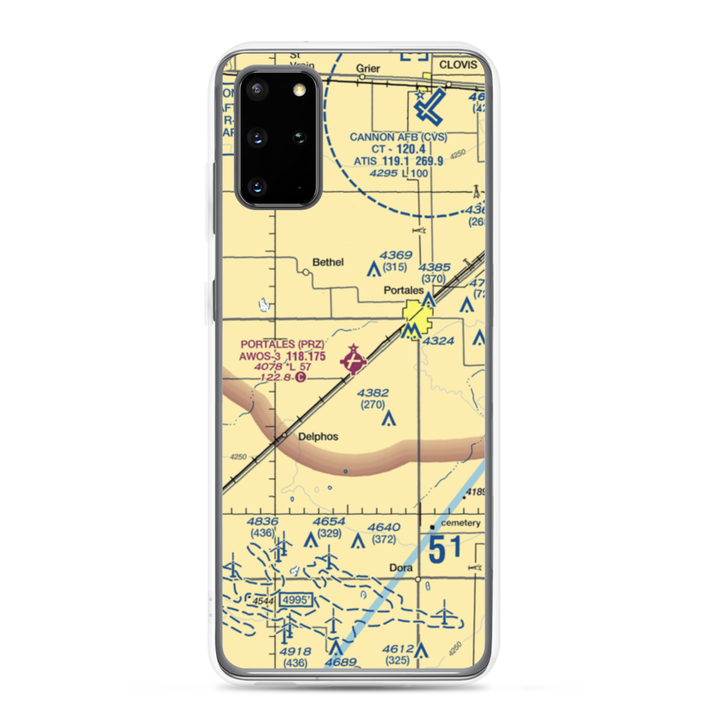 Portales Municipal Airport (PRZ) VFR Sectional Samsung Case Samsung Galaxy S20 Plus model shown