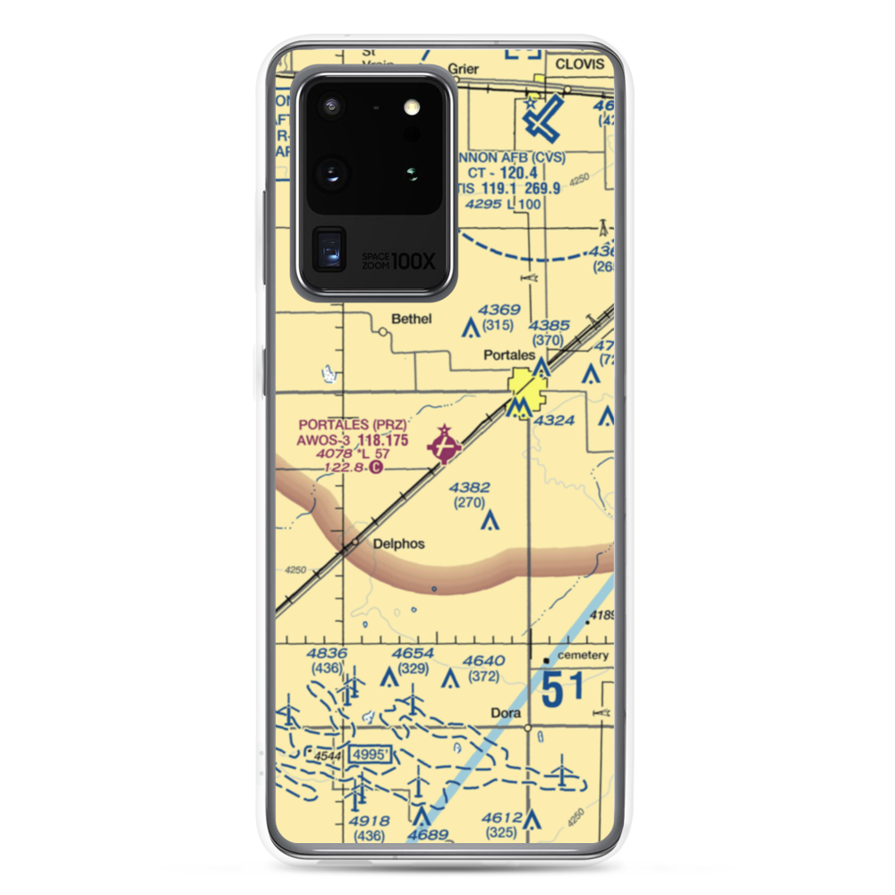 Portales Municipal Airport (PRZ) VFR Sectional Samsung Case Samsung Galaxy S20 Ultra model shown
