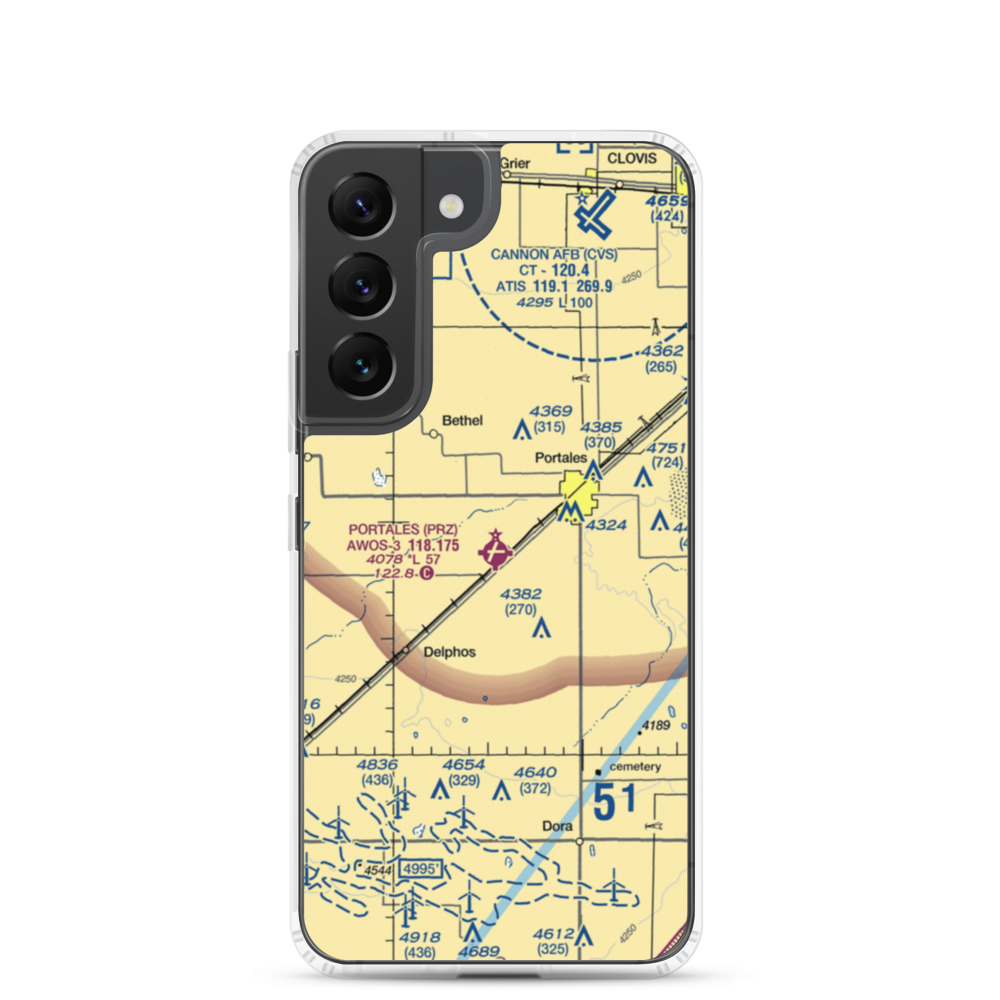 Portales Municipal Airport (PRZ) VFR Sectional Samsung Case Samsung Galaxy S22 model shown