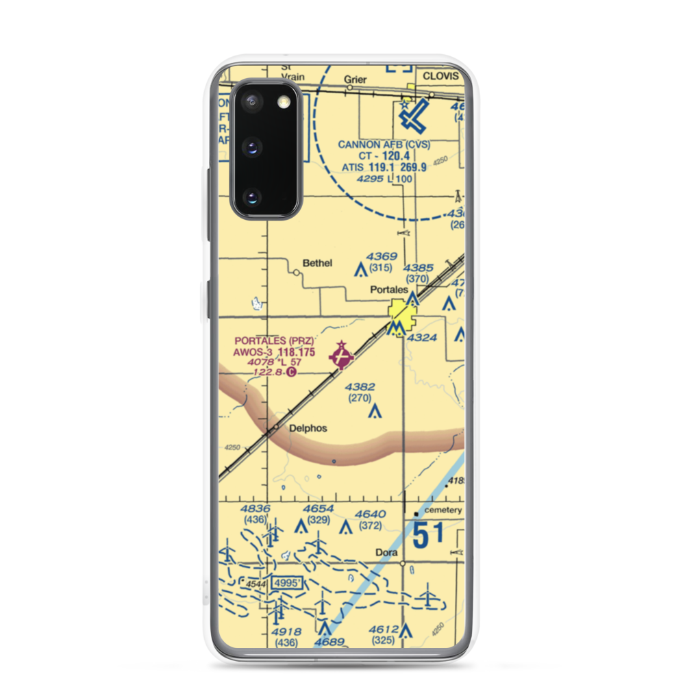 Portales Municipal Airport (PRZ) VFR Sectional Samsung Case Samsung Galaxy S20 model shown