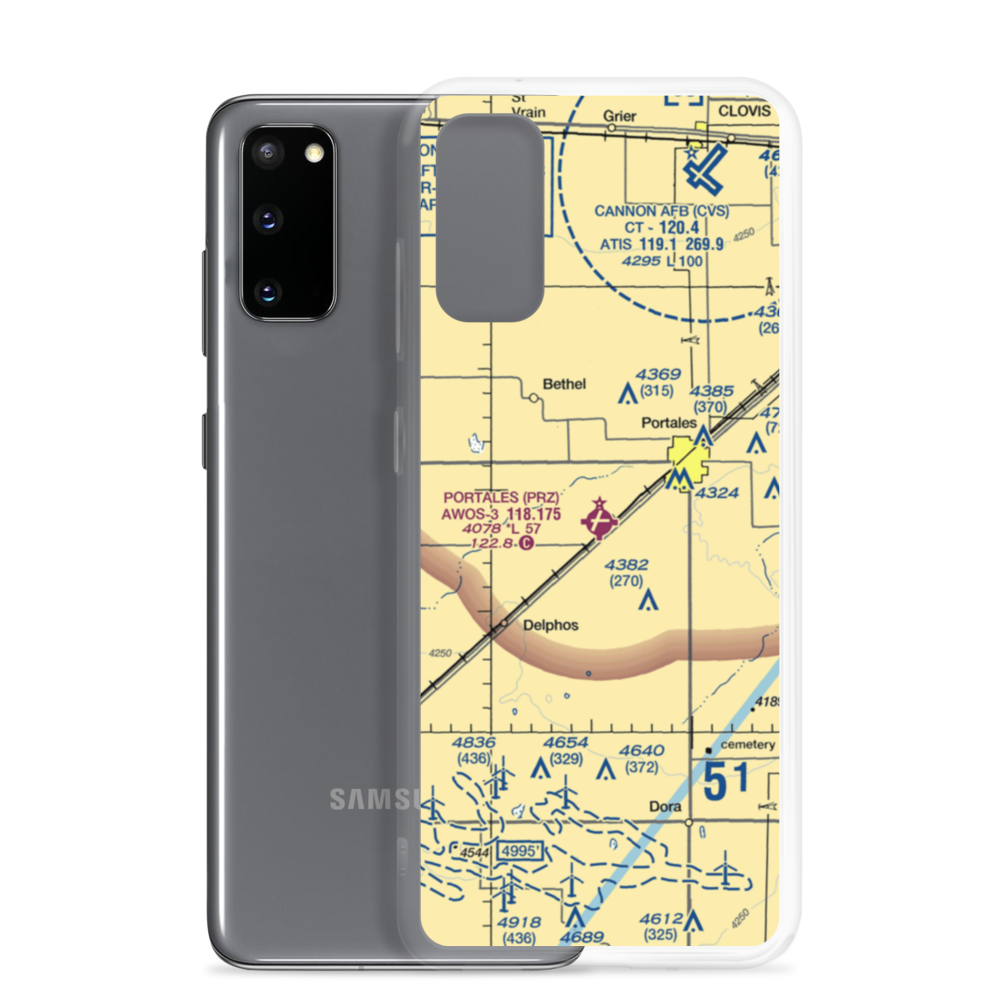 Portales Municipal Airport (PRZ) VFR Sectional Samsung Case Samsung Galaxy S20 model shown