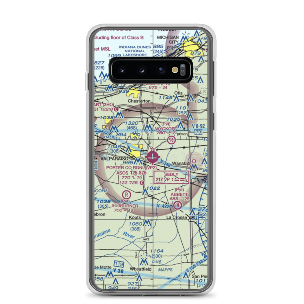 Porter County Municipal Airport (VPZ) VFR Sectional Samsung Case Samsung Galaxy S10 model shown