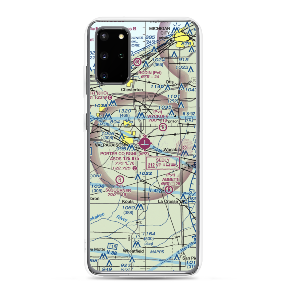 Porter County Municipal Airport (VPZ) VFR Sectional Samsung Case Samsung Galaxy S20 Plus model shown