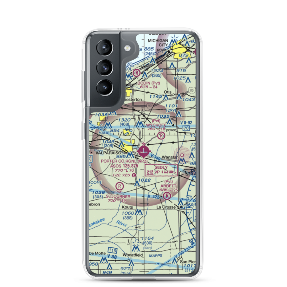 Porter County Municipal Airport (VPZ) VFR Sectional Samsung Case Samsung Galaxy S21 model shown