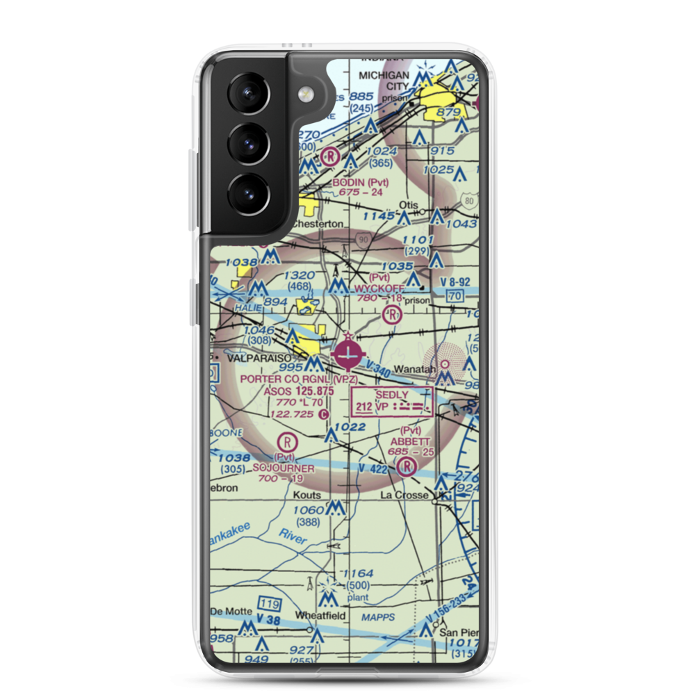 Porter County Municipal Airport (VPZ) VFR Sectional Samsung Case Samsung Galaxy S21 Plus model shown