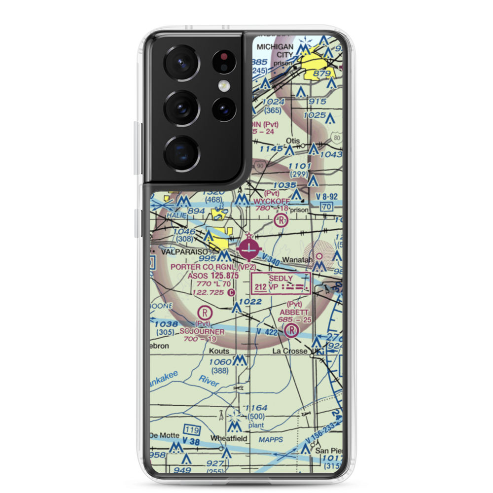 Porter County Municipal Airport (VPZ) VFR Sectional Samsung Case Samsung Galaxy S21 Ultra model shown