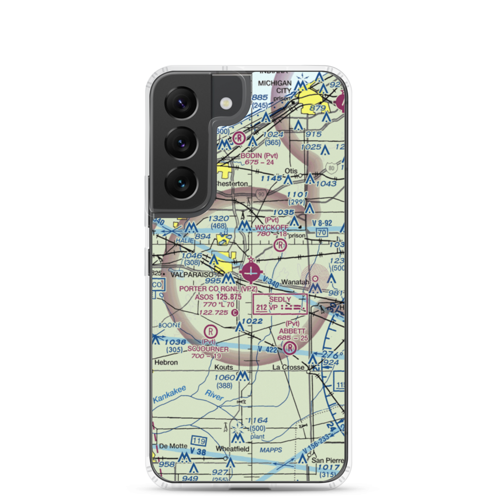 Porter County Municipal Airport (VPZ) VFR Sectional Samsung Case Samsung Galaxy S22 model shown