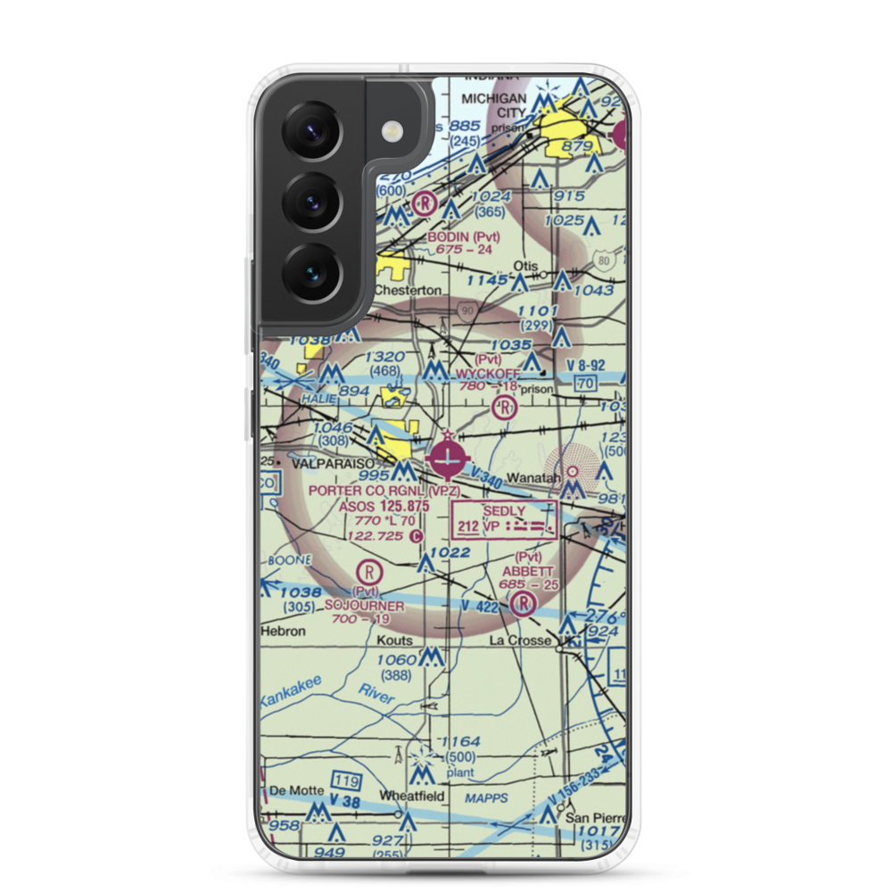 Porter County Municipal Airport (VPZ) VFR Sectional Samsung Case Samsung Galaxy S22 Plus model shown