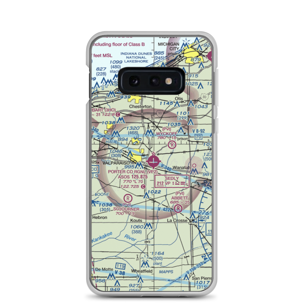 Porter County Municipal Airport (VPZ) VFR Sectional Samsung Case Samsung Galaxy S10e model shown