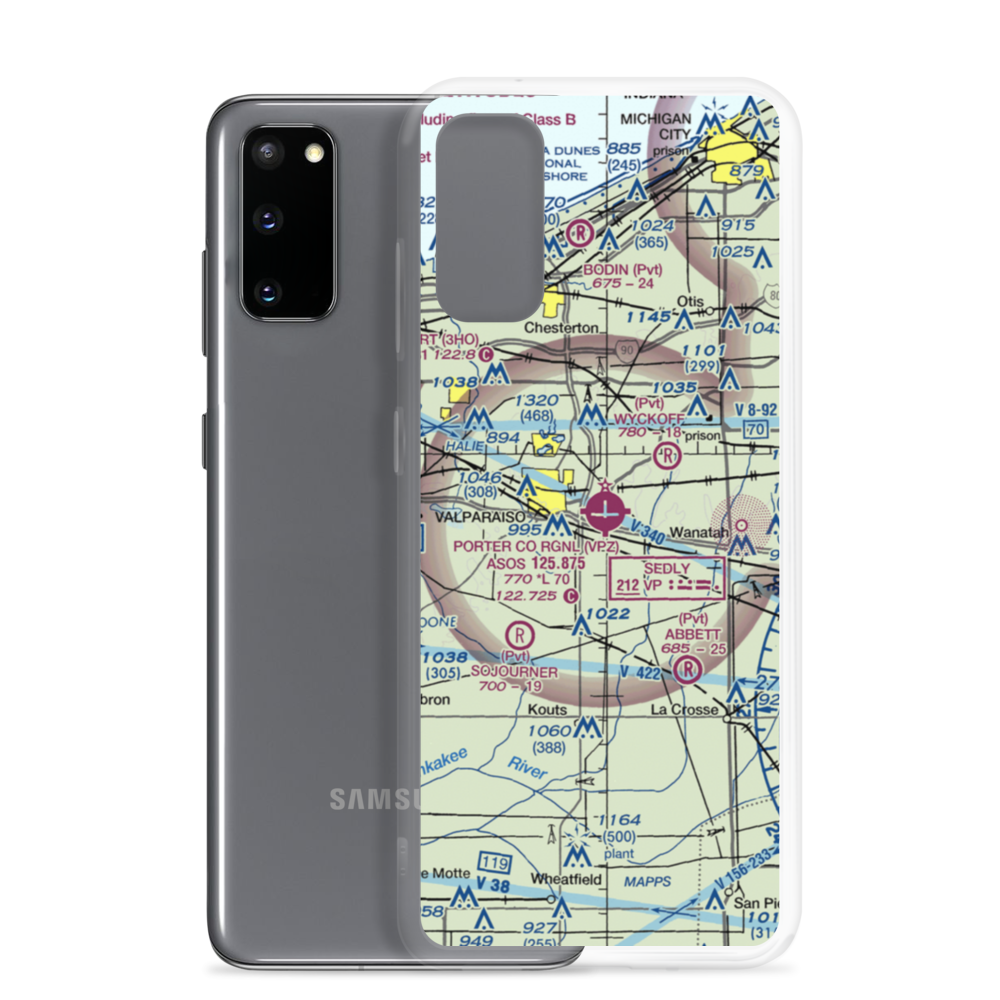 Porter County Municipal Airport (VPZ) VFR Sectional Samsung Case Samsung Galaxy S20 model shown
