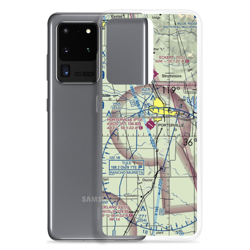 Porterville Municipal Airport (PTV) VFR Sectional Samsung Case Samsung Galaxy S20 Ultra model shown