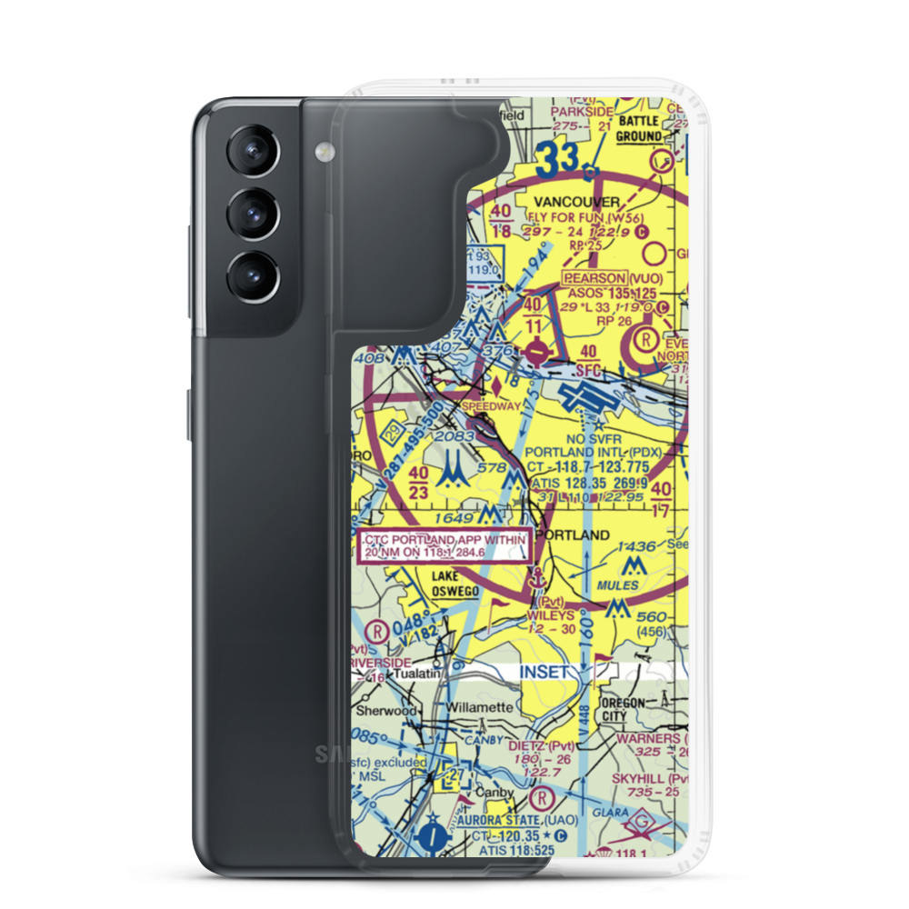 Portland Downtown Heliport (61J) VFR Sectional Samsung Case Samsung Galaxy S21 model shown