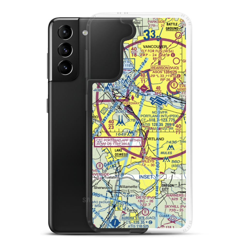 Portland Downtown Heliport (61J) VFR Sectional Samsung Case Samsung Galaxy S21 Plus model shown