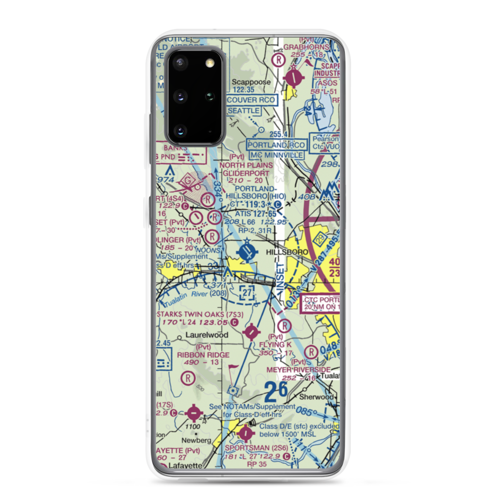 Portland Hillsboro Airport (HIO) VFR Sectional Samsung Case Samsung Galaxy S20 Plus model shown